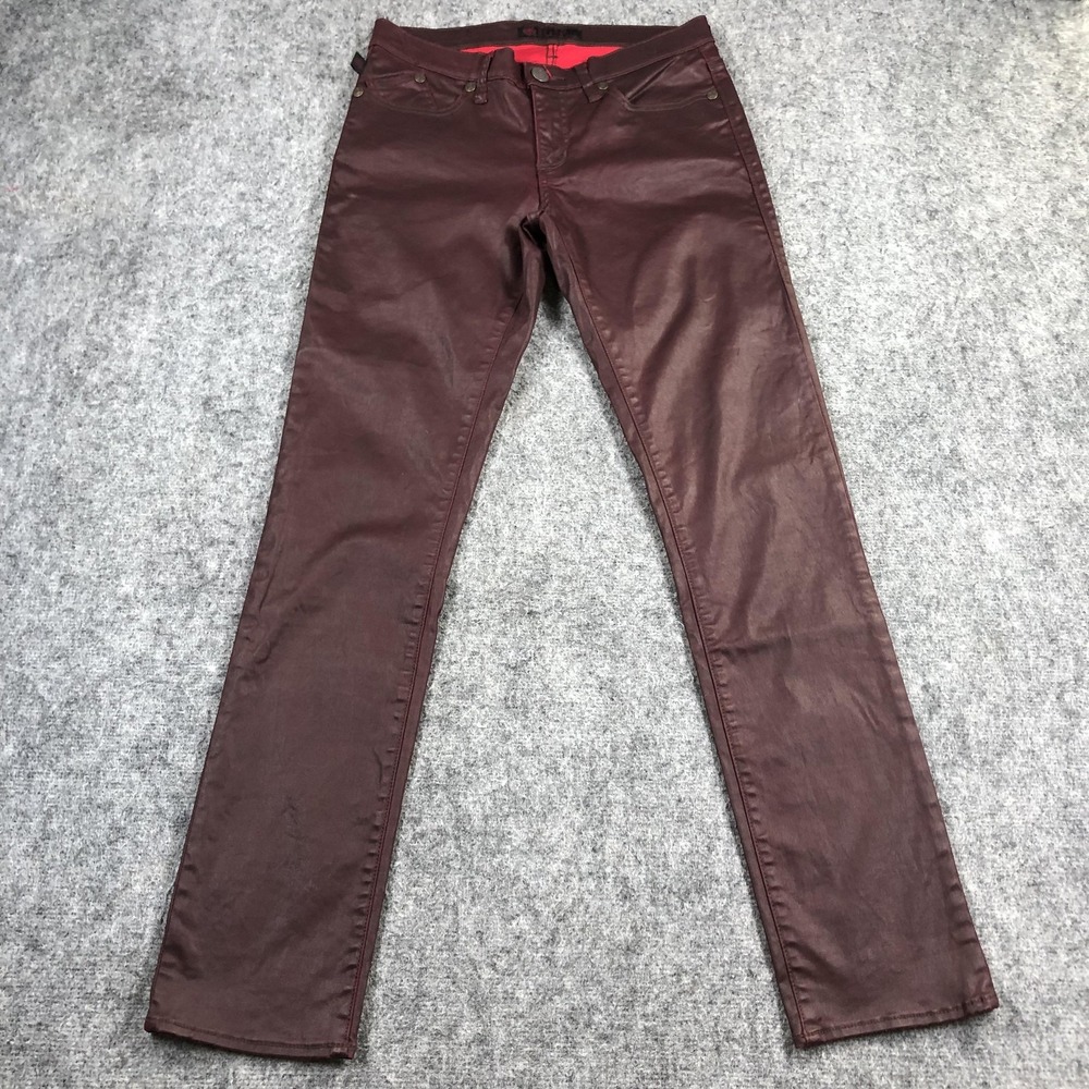 Rock & Republic Berlin Jeans Womens 10 Burgundy Coated Mid Rise Slim Date Night